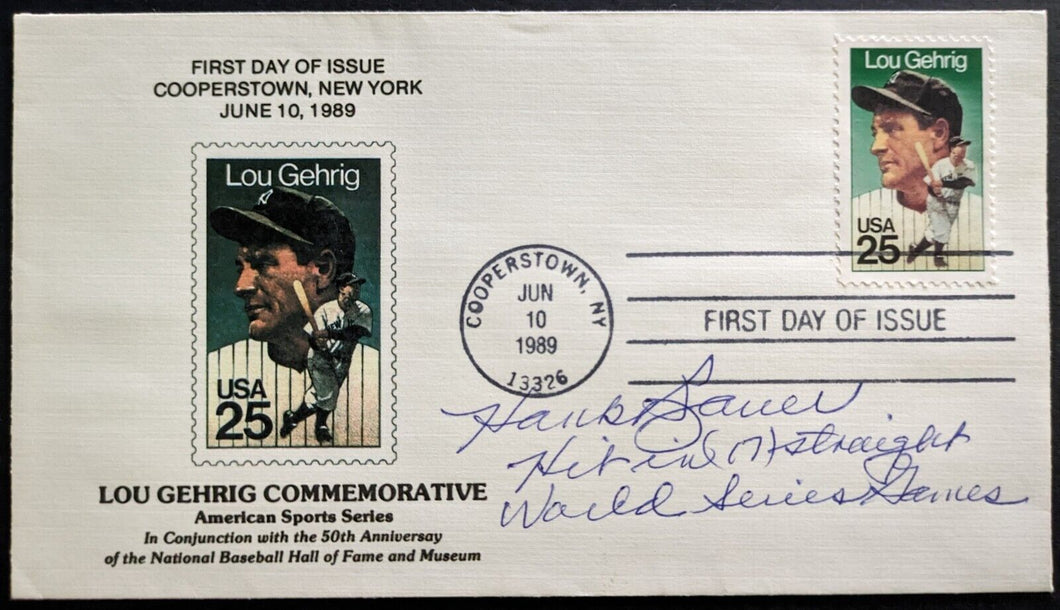 Hank Bauer Autographed Signed Lou Gehrig Stamp First Day Cover MLB Yankees JSA