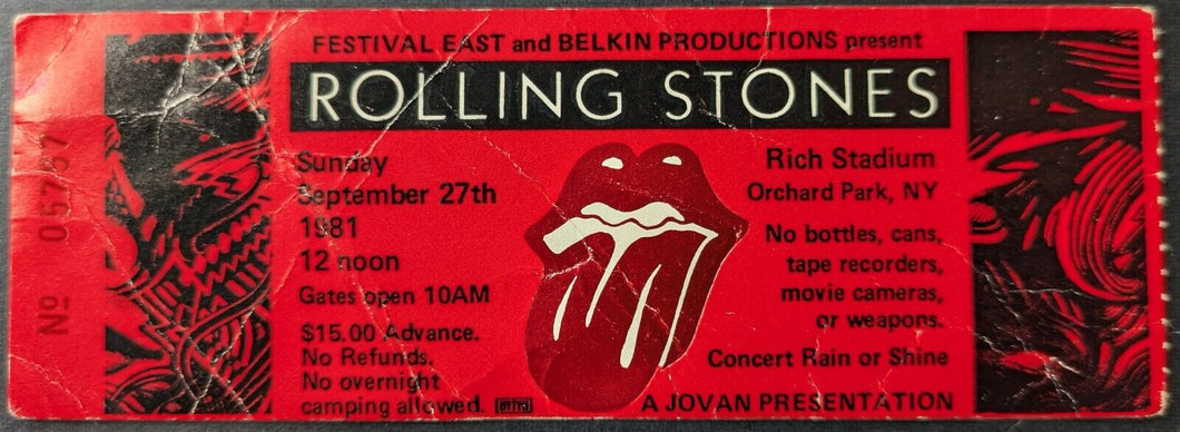 1981 Rolling Stones Tattoo You Vtg Ticket Rich Stadium