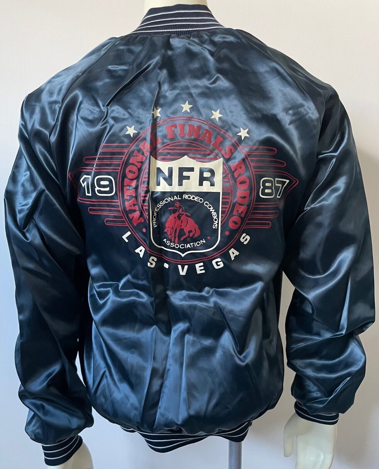 1987 NFR National Finals Rodeo America Las Vegas Blue Satin Nylon