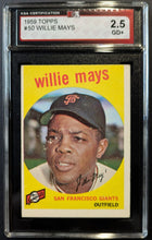 Load image into Gallery viewer, 1959 Willie Mays San Francisco Giants Topps Baseball Card #50 Graded KSA 2.5 GD+
