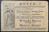 1940s Boxing Handbill For Match In Cuba Wilfredo Mayet Vs Henry Garcia Vtg
