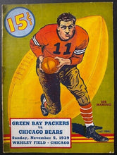 Load image into Gallery viewer, 1939 Wrigley Field NFL Program + Ticket Chicago Bears Vs Green Bay Packers Vtg
