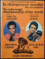 1980 Sugar Ray Leonard vs. Roberto Duran Welterweight Championship Program VTG