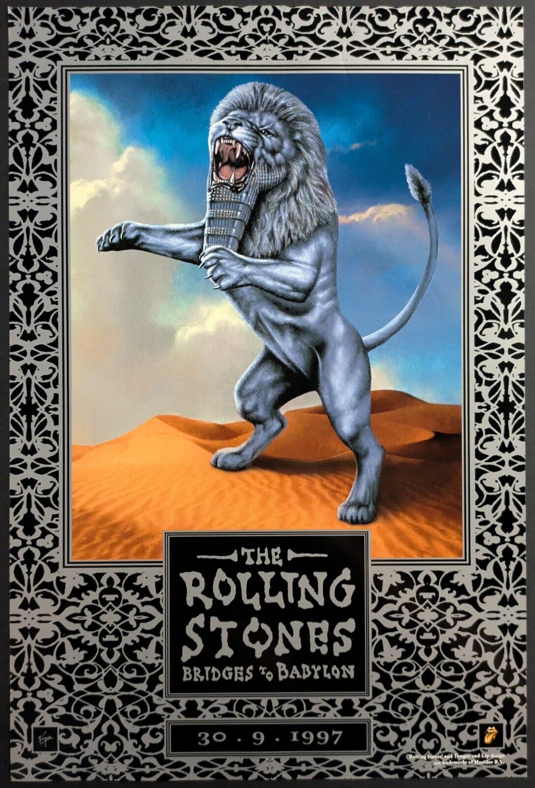 1997 Rolling Stones Bridges to Babylon Vintage Tour Poster