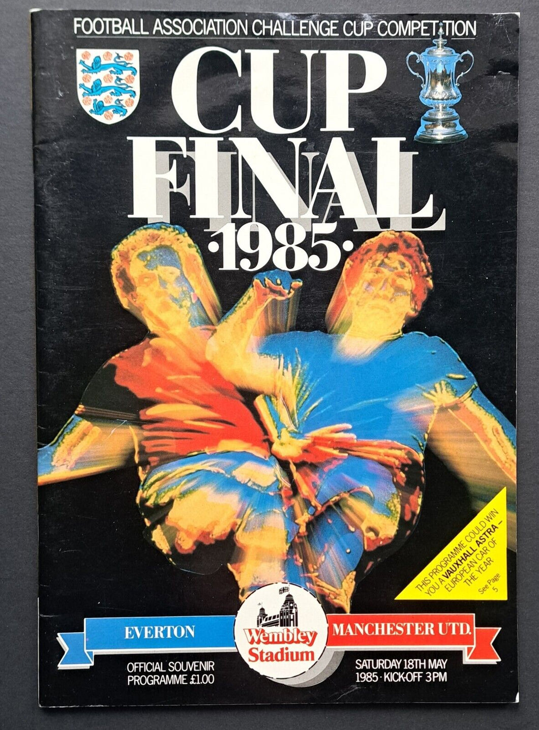 1985 FA Cup Final Program Everton Football Club Vs Manchester United Soccer