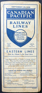 1935 Canadian Pacific Railway Eastern Lines Full Schedule Historic Vintage