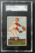 Load image into Gallery viewer, 1951 Bowman Phillies #111 Curt Simmons MLB Card SGC Graded Slabbed 84 NM 7 Vtg
