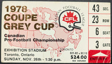 Load image into Gallery viewer, 1978 Grey Cup Ticket Stub Edmonton Eskimos Montreal Alouettes CFL Vintage
