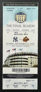 Sept 21 2008 Yankee Stadium Final Game Full Season Ticket New York Yankees MLB