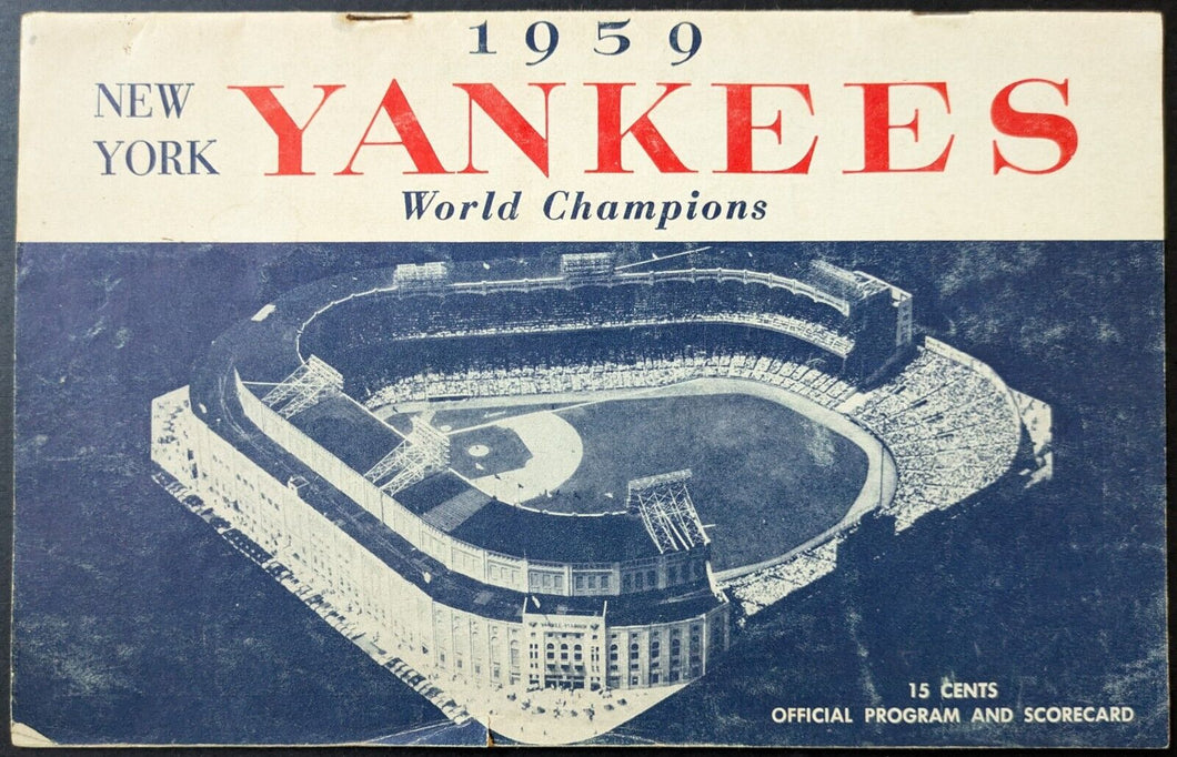 1959 Yankee Stadium Program Detroit Tigers NY Yankees Mickey Mantle MLB Vtg