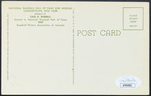 Load image into Gallery viewer, 1947 Carl Hubbell Baseball Hall Of Fame Plaque Signed Postcard JSA Certified
