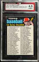 Load image into Gallery viewer, 1971 Topps 1st Series Checklist O-Pee-Chee Baseball Card #54 Graded KSA 4.5 VGE+
