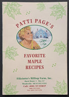 1996 Patti Page Maple Recipes Book Filiciotto's Hill Top Farms Cooking