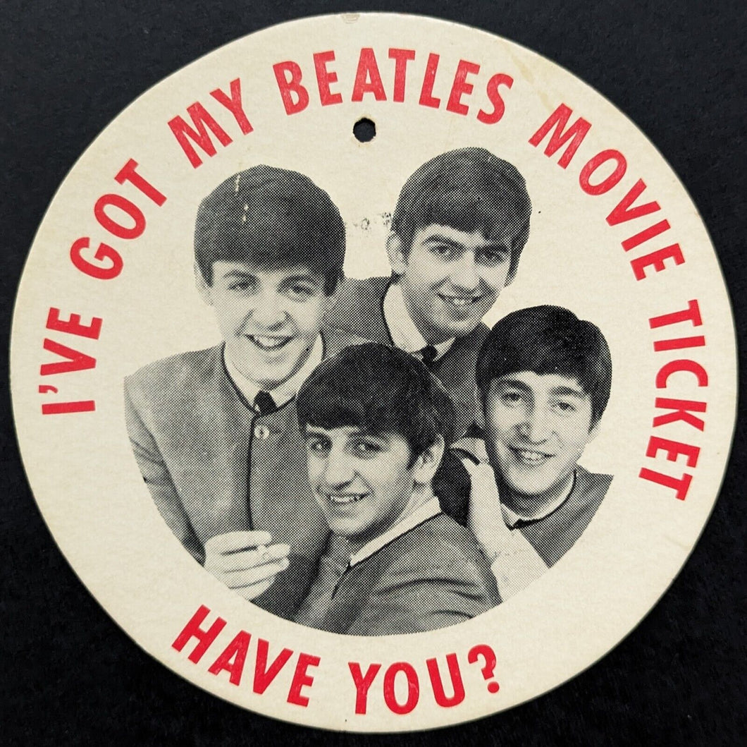 1964 The Beatles Vintage Promotional Cardboard Hang Tag A Hard Days Night Movie