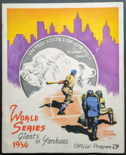 Load image into Gallery viewer, 1936 World Series Game 4 Yankee Stadium Program+Ticket Lou Gehrig HR N.Y Giants
