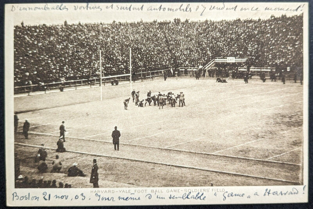 C1900 Harvard vs. Yale College Football Game Posted Postcard Soldiers Field VTG