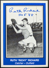 Load image into Gallery viewer, Ruth Richy Richard Signed Autographed Rockford Peaches AAGPBL Baseball Card Vtg
