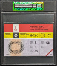 Load image into Gallery viewer, 1980 Moscow Summer Olympics Opening Ceremonies Ticket Slabbed+Graded 9.5 iCert
