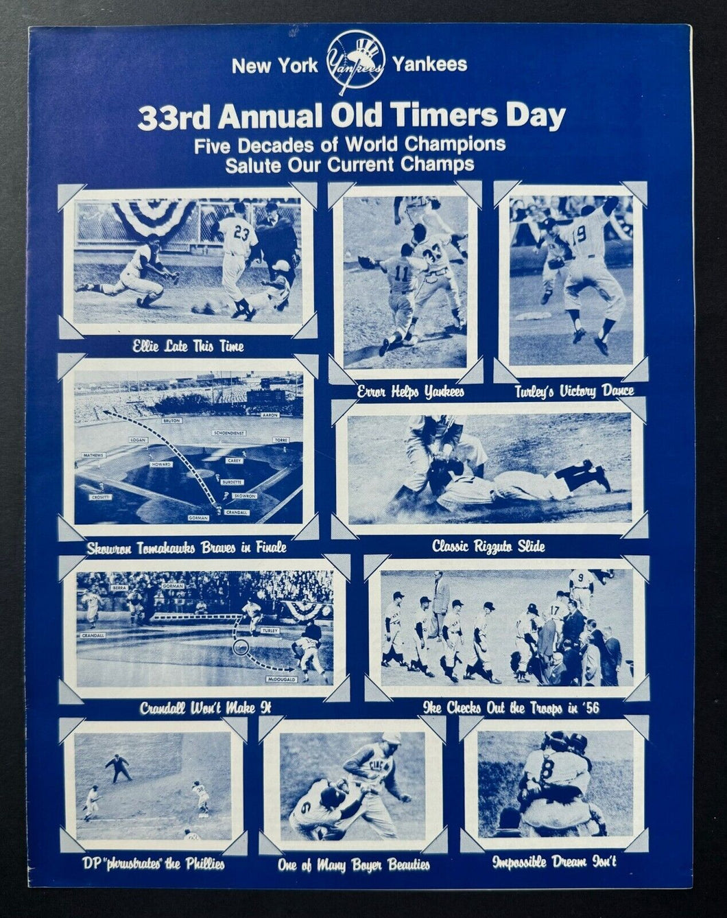 1979 Yankee Stadium 33rd Annual NY Yankees Old Timers Game Program Vintage MLB