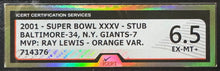 Load image into Gallery viewer, 2001 Super Bowl XXXV Ticket Stub Baltimore Ravens NY Giants iCert NFL Ray Lewis
