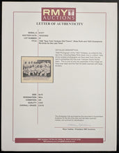 Load image into Gallery viewer, Babe Ruth Vintage Wire Photo New York Yankees Final Visit To Yankee Stadium LOA

