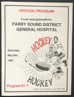 1981 Parry Sound Hospital Celebrity Hockey Game Program NHL VTG Orr Howe Sittler