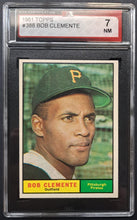 Load image into Gallery viewer, 1961 Topps Slabbed Bob Clemente Baseball Card KSA Graded NM-7 Pittsburgh Pirates
