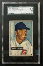 Load image into Gallery viewer, 1951 Bowman Reds #108 Virgil Stallcup MLB Card SGC Graded Slabbed 84 NM 7 Vtg
