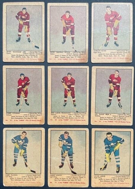 1951-52 Parkhurst NHL Hockey Card Complete Full Set RC Rookie Cards Howe Sawchuk
