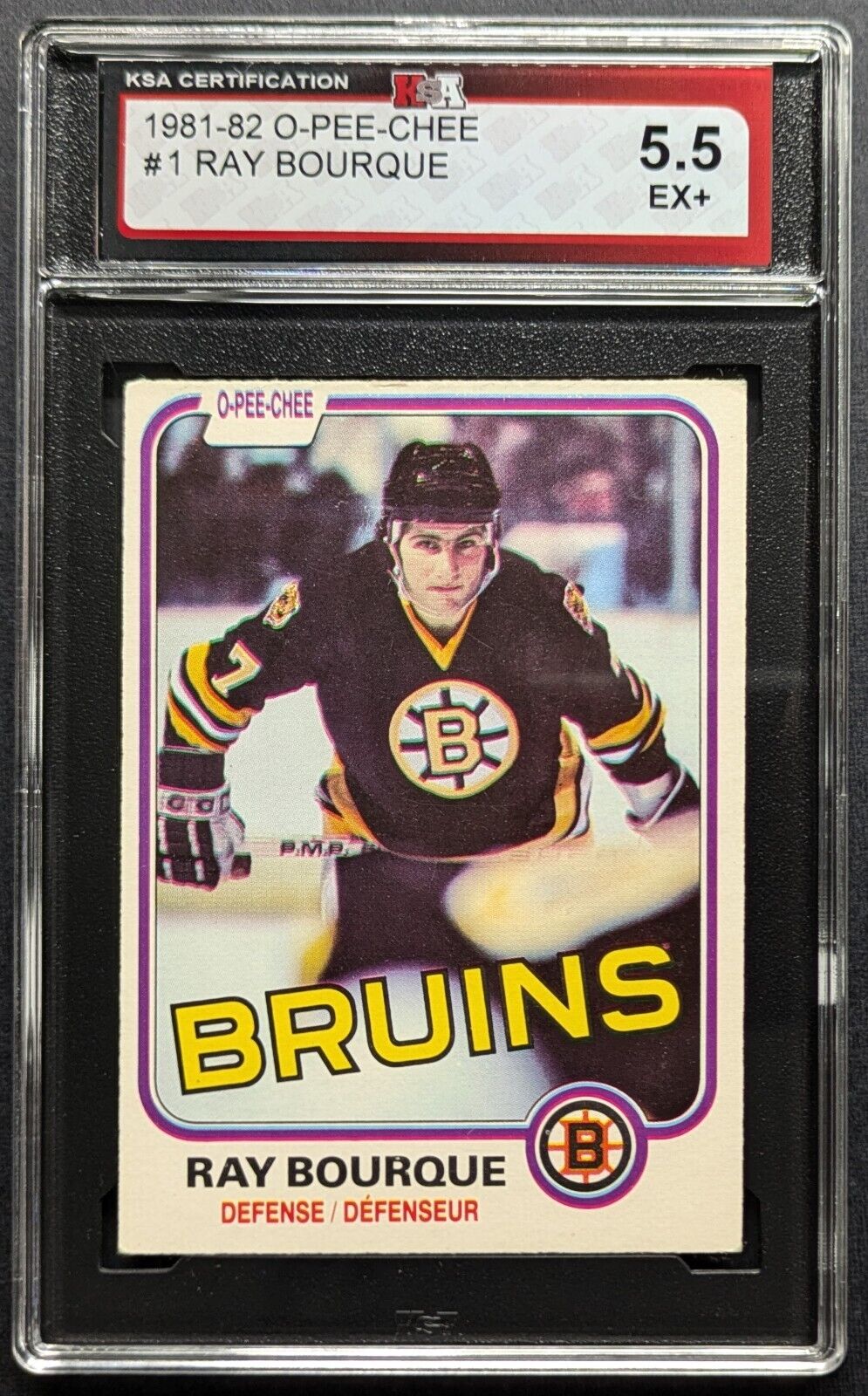 1981-82 O-Pee-Chee #1 Ray Bourque Boston Bruins NHL Slabbed + Graded 5.5 EX+ KSA