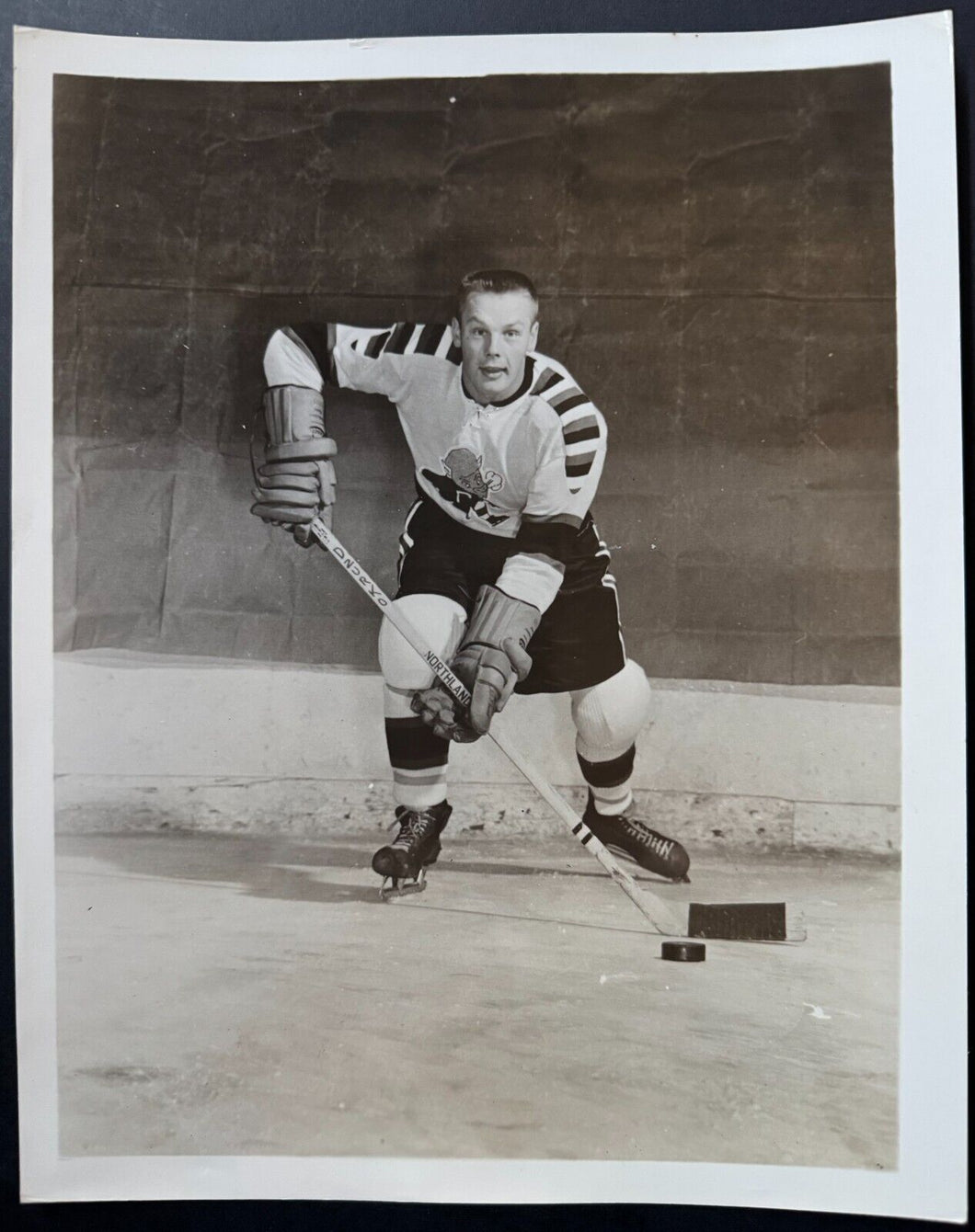 1955 Type 1 Photo Vic Dzurko Of AHL Buffalo Bisons Hockey Player VTG