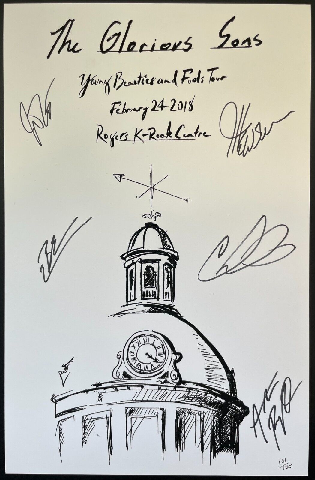 2018 Glorious Sons Autographed Signed Poster Young Beauties and Fools Tour Music