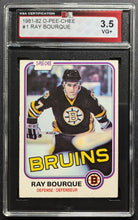 Load image into Gallery viewer, 1981-82 O-Pee-Chee #1 Ray Bourque Boston Bruins NHL Slabbed + Graded 3.5 VG+ KSA
