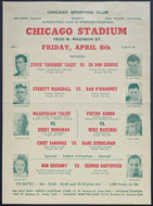 1938 Chicago Stadium Championship Wrestling Vintage Handbill Card