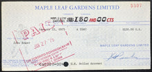 Load image into Gallery viewer, 1975 Johnny Bower Signed Player Cheque Autographed Toronto Maple Leaf Gardens
