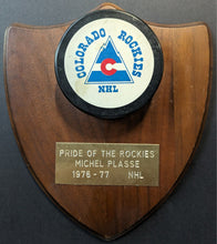 Load image into Gallery viewer, 1976-1977 Michel Plasse Colorado Pride of the Rockies Puck Plaque Hockey NHL VTG
