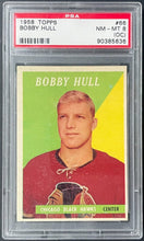 Load image into Gallery viewer, 1958-59 Topps Hockey #66 Bobby Hull Rookie Card RC Vintage Graded PSA 8 (OC) NM

