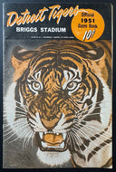 1951 Briggs Stadium Detroit Tigers vs Boston Red Sox Program Vtg MLB Baseball