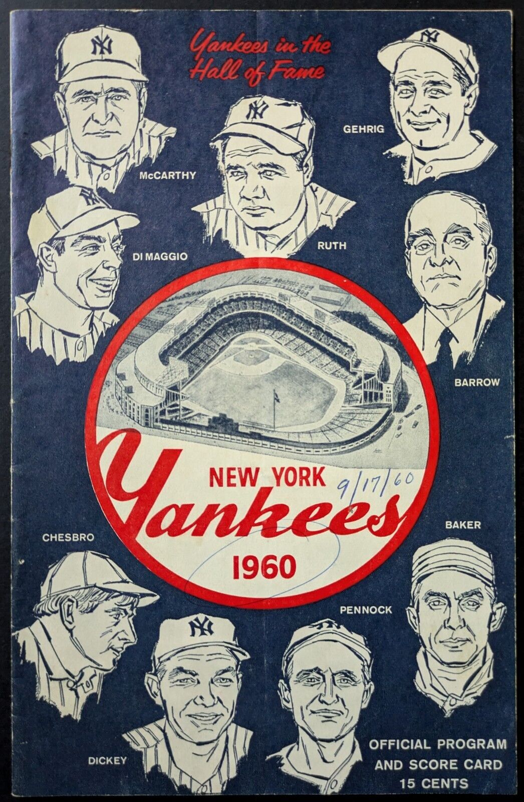 1960 Yankee Stadium Program Orioles Yankees Mickey Mantle Yogi Berra MLB Vtg