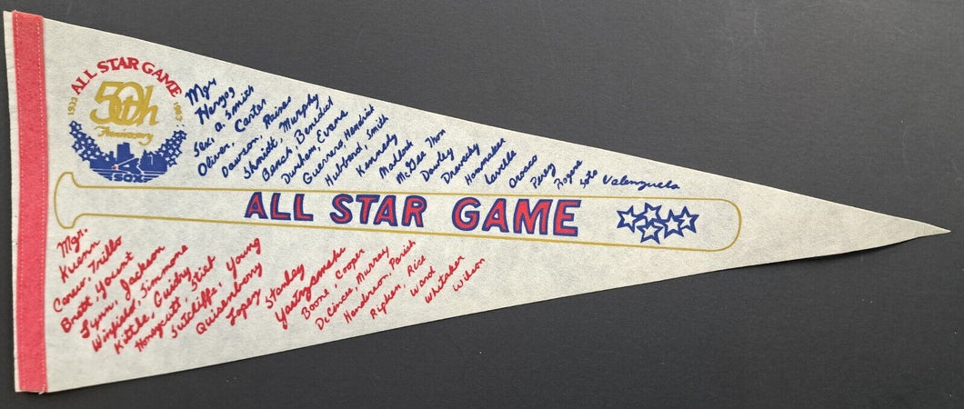 1983 50th Anniversary MLB All-Star Game Pennant Chicago Roster Comiskey Park Vtg