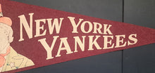 Load image into Gallery viewer, 1950&#39;s Vintage New York Yankees Uncle Sam Full Size Pennant Banner MLB Baseball
