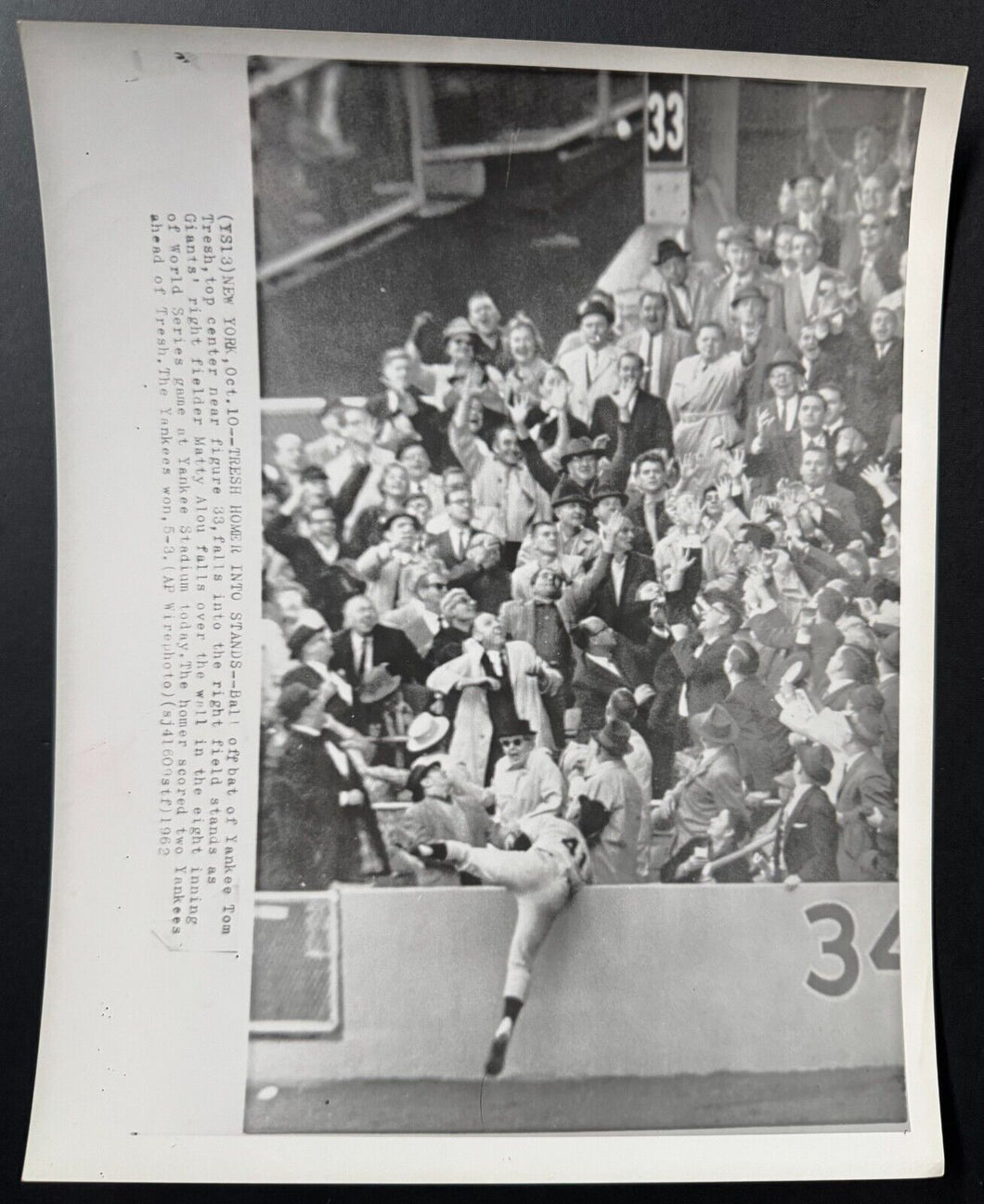 1962 Yankee Stadium World Series Game 5 Photo Baseball MLB Tom Tresh Matty Alou