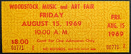 1969 Woodstock Music And Art Fair Concert Friday Full Ticket Unused Mint Rock