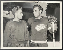 Load image into Gallery viewer, 1940 Eddie + Mud Bruneteau B&amp;W Photo Detroit Red Wings NHL Hockey Vintage
