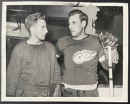 1940 Eddie + Mud Bruneteau B&W Photo Detroit Red Wings NHL Hockey Vintage