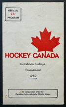 Load image into Gallery viewer, 1970 Maple Leaf Gardens Hockey Canada Invitational College Tournament Program
