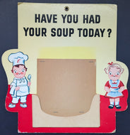 Circa 1960 Campbell Soup Unused Vintage Promotional Point Of Sale Sign Stand