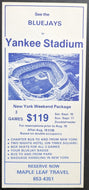 1977 Toronto Blue Jays Inaugural Season Brochure Yankee Stadium+Pocket Schedule