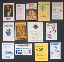 Load image into Gallery viewer, 13 Different Vintage 1978-1984 Women&#39;s Pro Basketball Leagues Pocket Schedules
