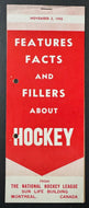 1943 Vintage NHL Features Facts And Fillers About Hockey Brochure